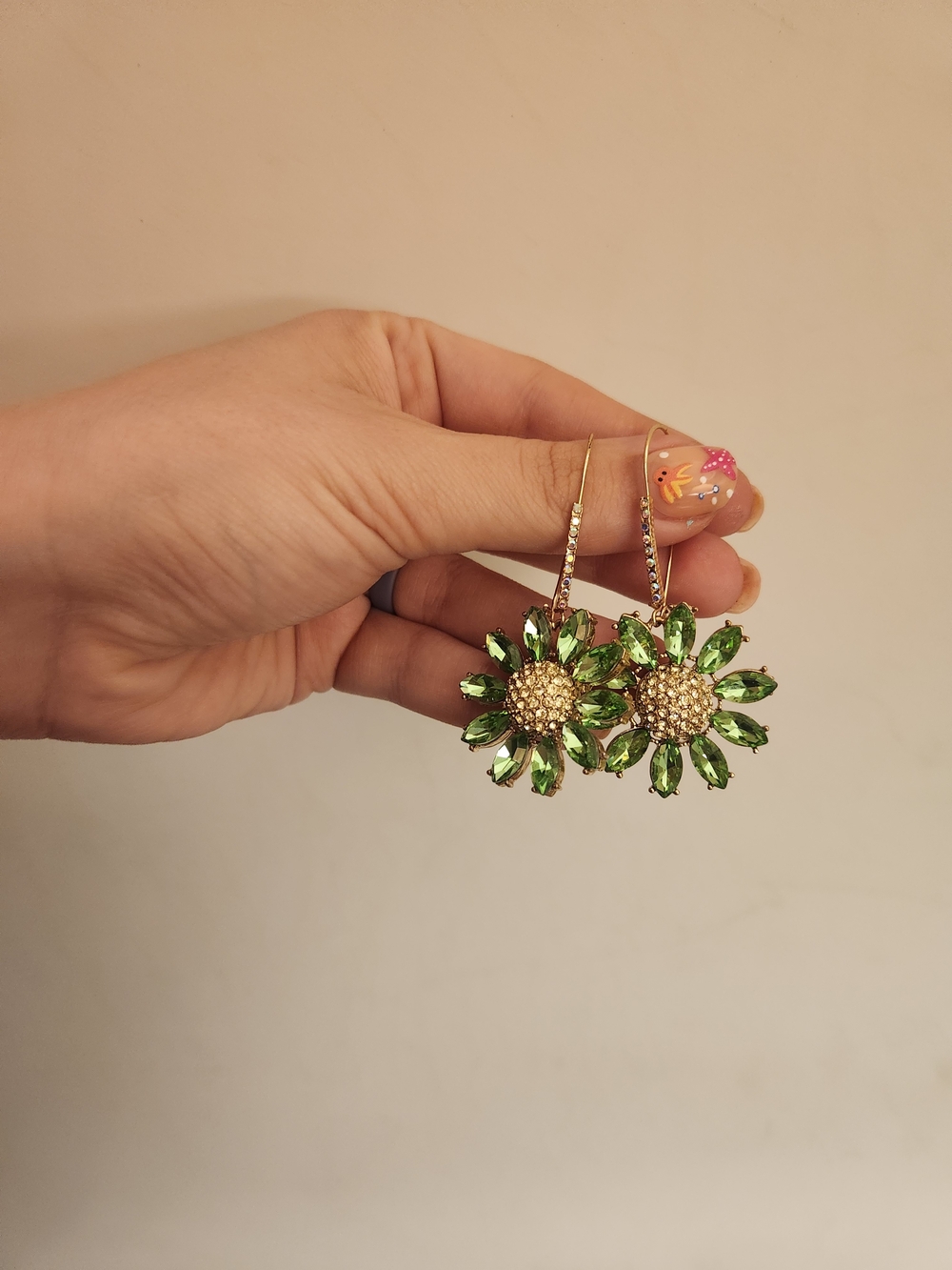 💕 5/$25 Gold and Green Floral Drop Earrings - Women Jewelry